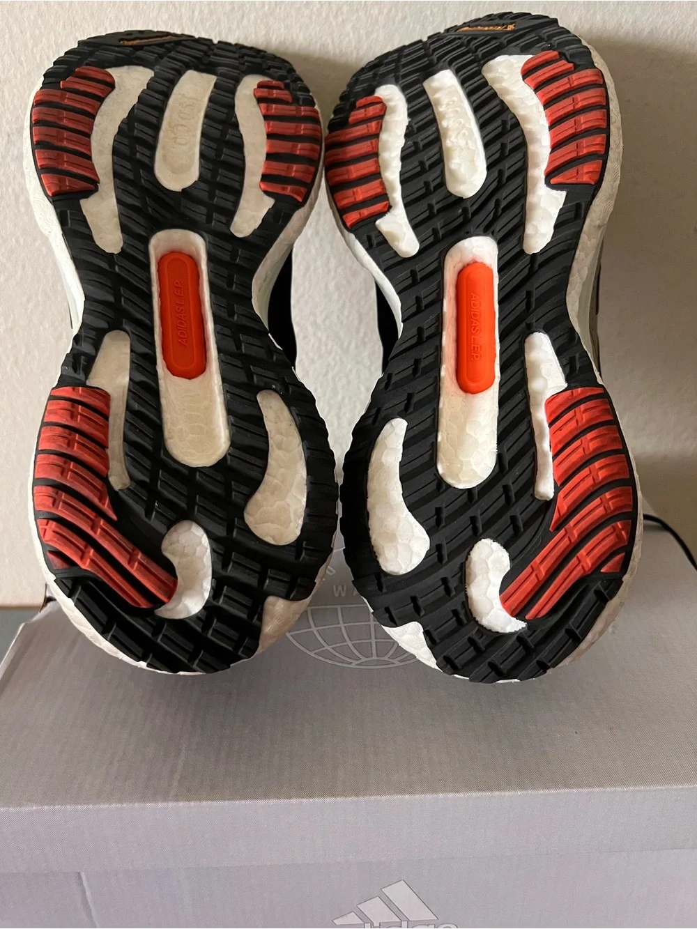 adidas Men’s Taupe and Black SolarGlide Running Shoes with Orange Accents